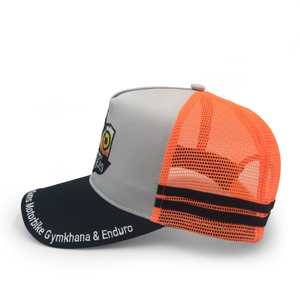 Custom High Profile 5 Panel Cotton Embroidery Logo Striped Digital Underbrim Printing Australia Mesh Country Trucker Hat Cap - Image 3