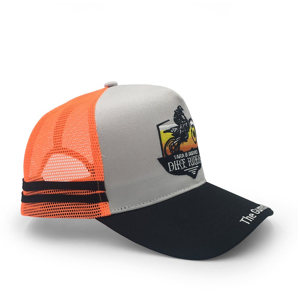 Custom High Profile 5 Panel Cotton Embroidery Logo Striped Digital Underbrim Printing Australia Mesh Country Trucker Hat Cap - Image 4