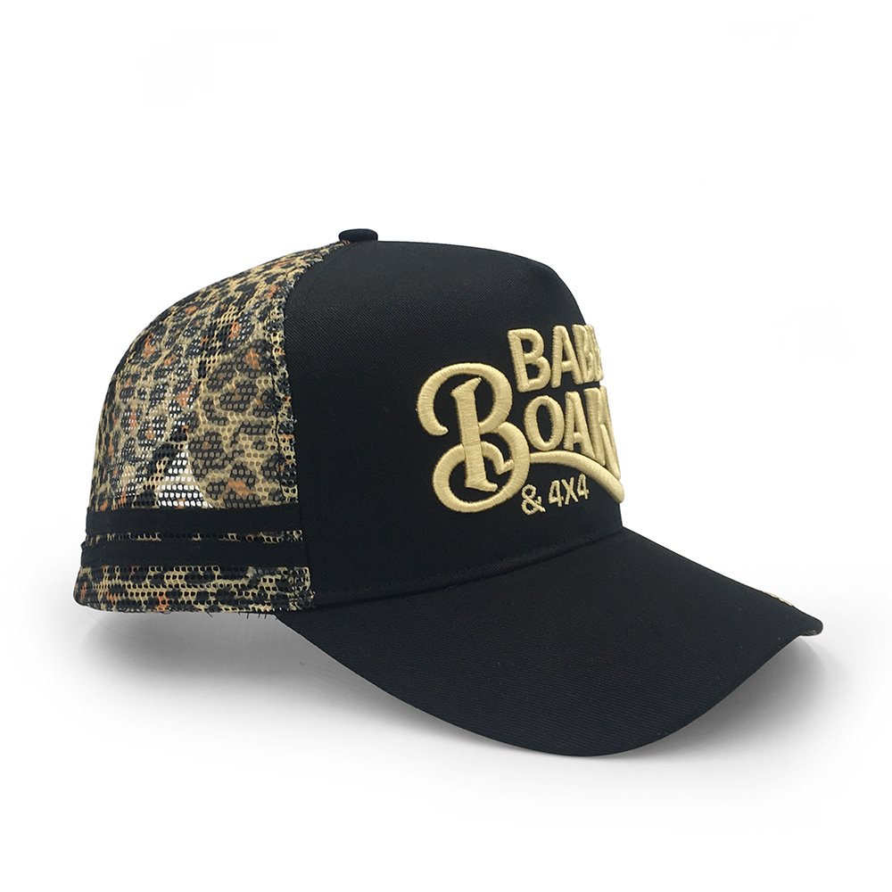 high profile Leopard printing mesh trucker mesh cap with snapback with printing under brim - Image 6