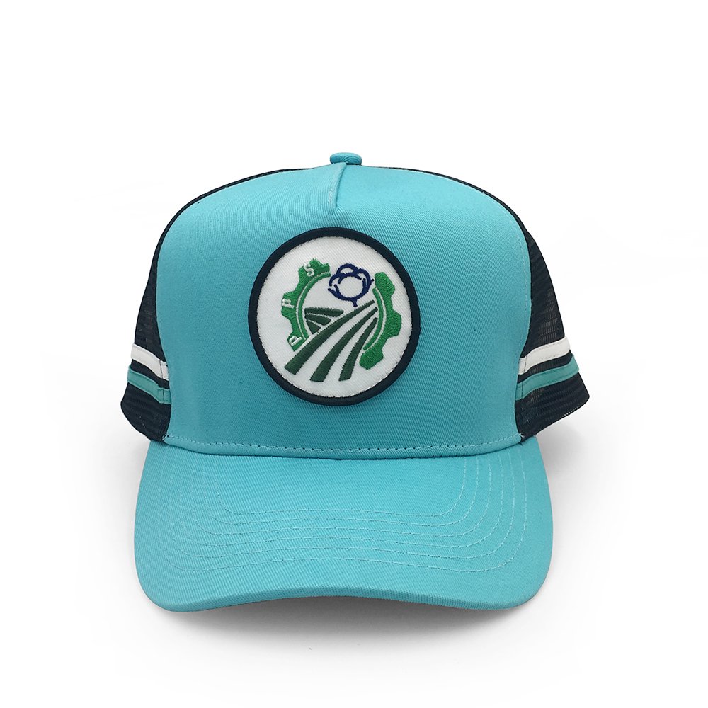 Custom your own logo on teal mesh trucker mesh cap with embroidery patch logo - Image 2