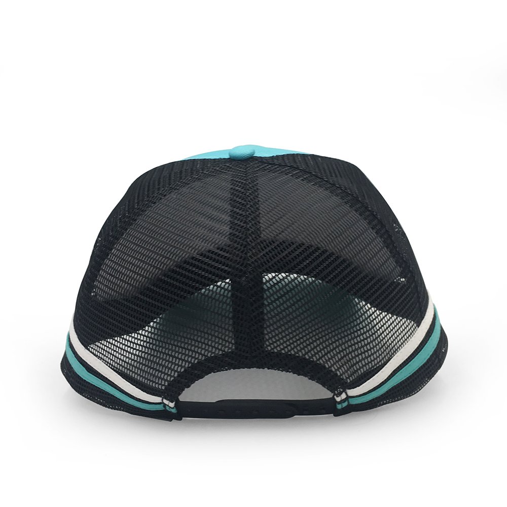 Custom your own logo on teal mesh trucker mesh cap with embroidery patch logo - Image 5