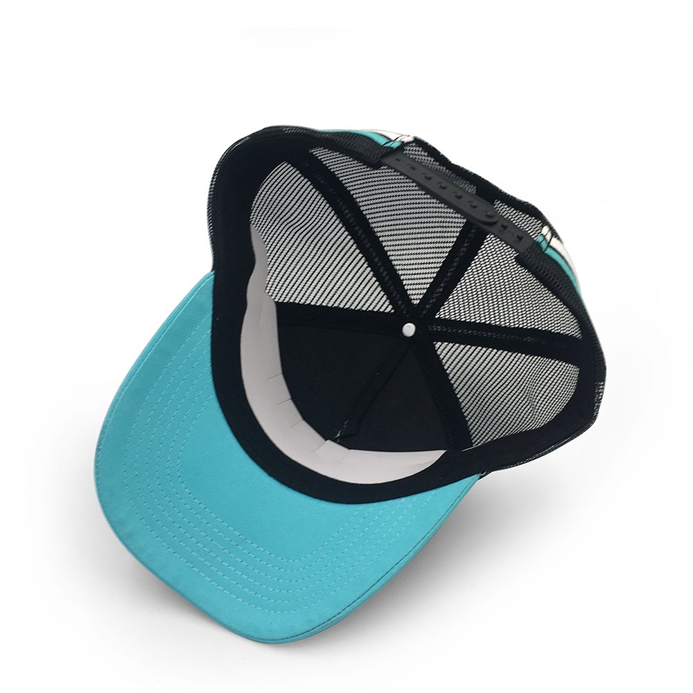 Custom your own logo on teal mesh trucker mesh cap with embroidery patch logo - Image 6