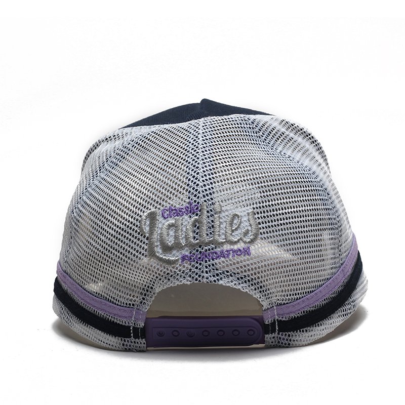 High Quality Custom 5 Panel Curved Brim Applique With Embroidery Patch Logo Blank Stripe Mesh Trucker Hats Baseball Cap - Image 4