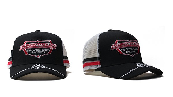 Custom embroidery logo on trucker mesh cap